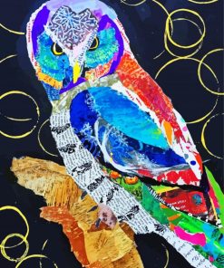 Owl Bird Collage paint by number