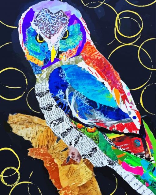 Owl Bird Collage paint by number