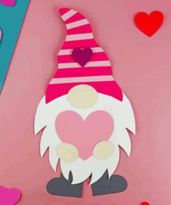 Pink Gnomes Valentine paint by number