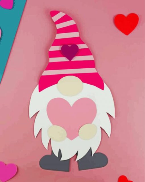 Pink Gnomes Valentine paint by number