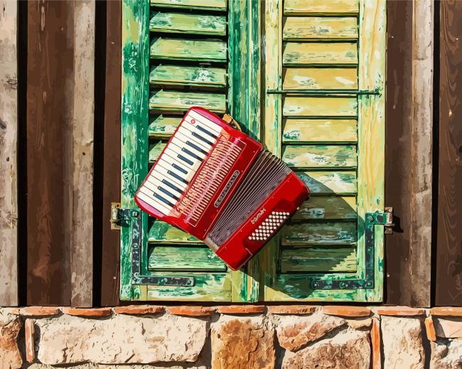 Red Accordion paint by number