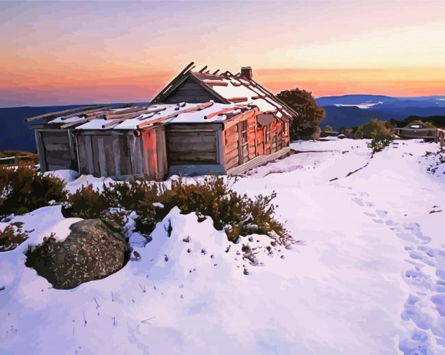 Snow In Craigs Hut Australia paint by number