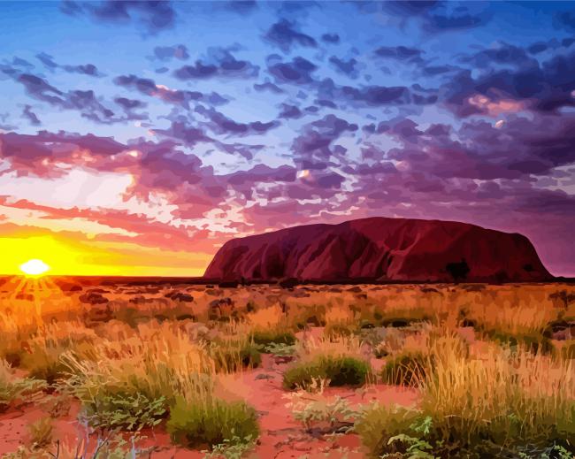 Sunset Time In Australian Outback paint by number