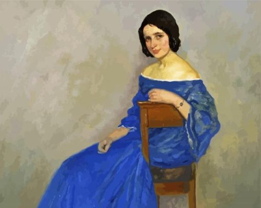 Woman With Blue Dress Art paint by number