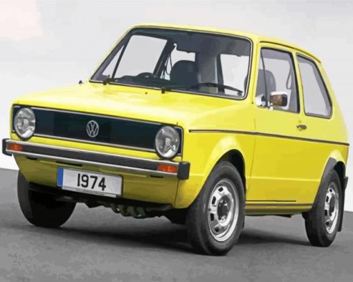Yellow Vw Golf Car paint by number