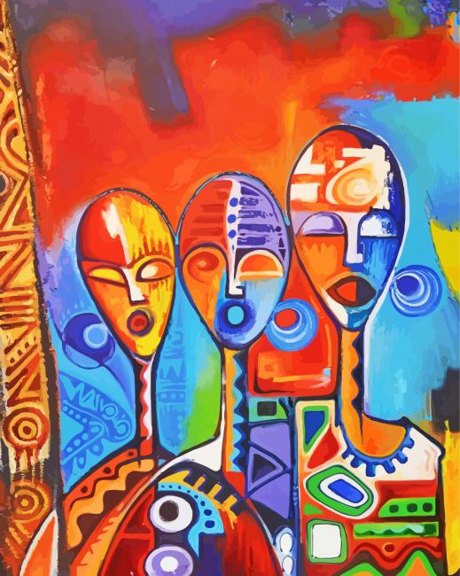 African Abstract People Art Paint by number