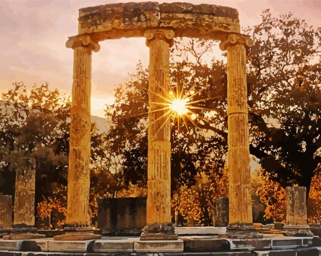Ancient Olympia Greece At Sunset paint by number