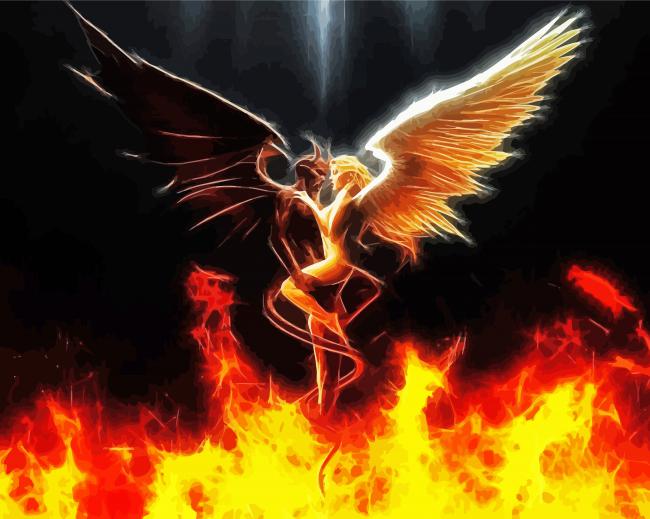Angel And Devil On Fire paint by number