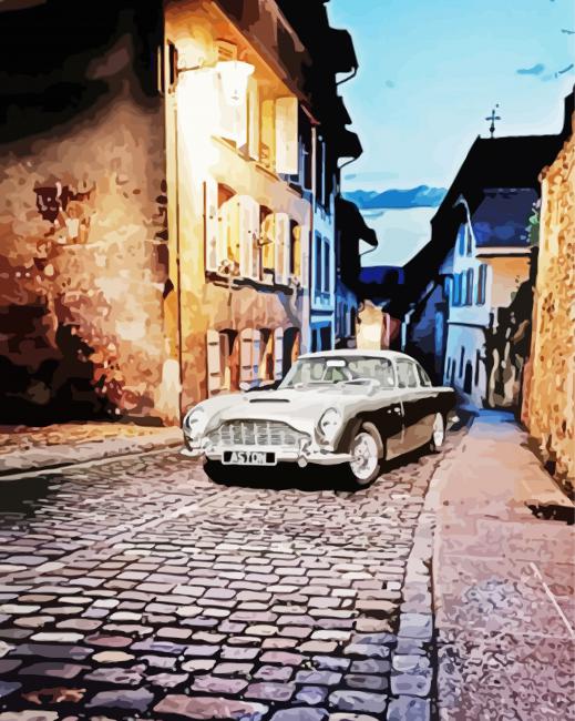 Aston Martin DB5 In Switzerland Alley Paint by number