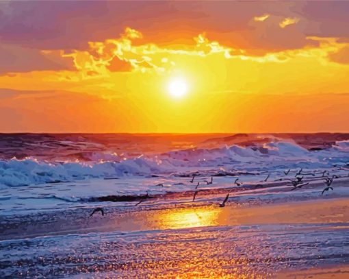Beautiful Sunset In Jones Beach Island paint by number