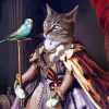 Bird And Cat In Dress Paint by number