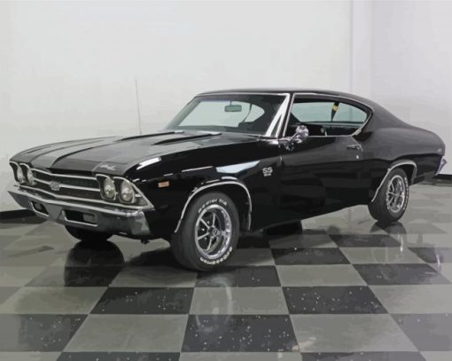 Black 1969 Chevy Chevelle Car paint by number