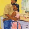 Black Couple Hugging paint by number