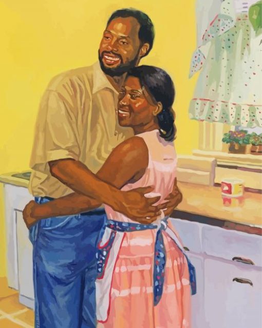 Black Couple Hugging paint by number