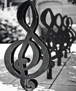 Black And White Treble Clef paint by number