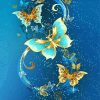 Blue Gold Butterflies paint by number