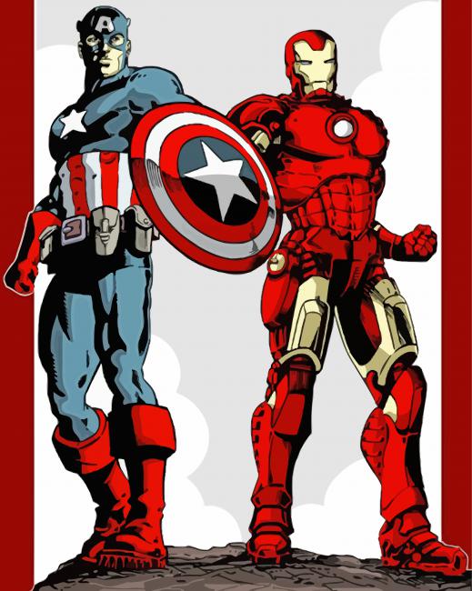Captain America And Iron Man Super Heroes Art Paint by number