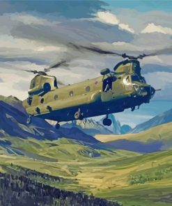 Chinook War Helicopter paint by number
