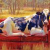 Cow On Red Sofa Art paint by number
