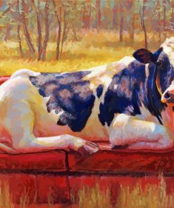 Cow On Red Sofa Art paint by number