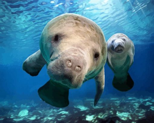 Cute Manatees Art paint by number