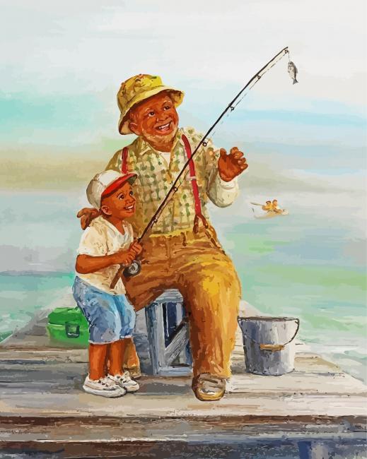 Fishing With Grandfather Art paint by number