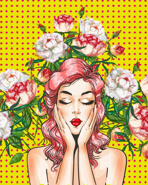 Floral Pop Art Girl paint by number