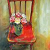 Flowers On Red Chair paint by number