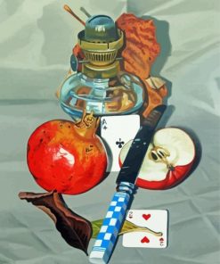 Fruits With Cards And Lamp Still Life paint by number