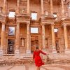 Girl With Red Dress In Library Of Celsus In Ephesus paint by number