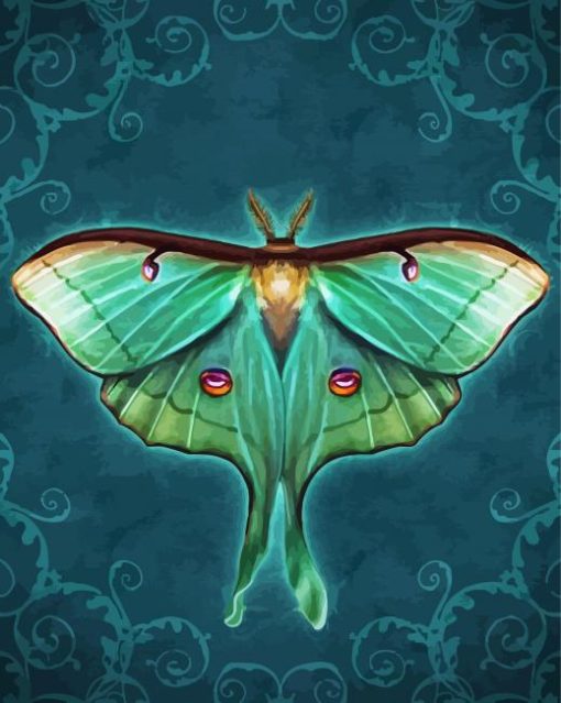 Green Luna Moth Art paint by number