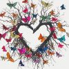 Heart Tree Butterflies paint by number