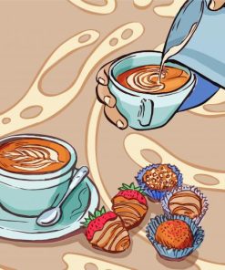 Illustration Coffee Cup And Biscuits paint by number