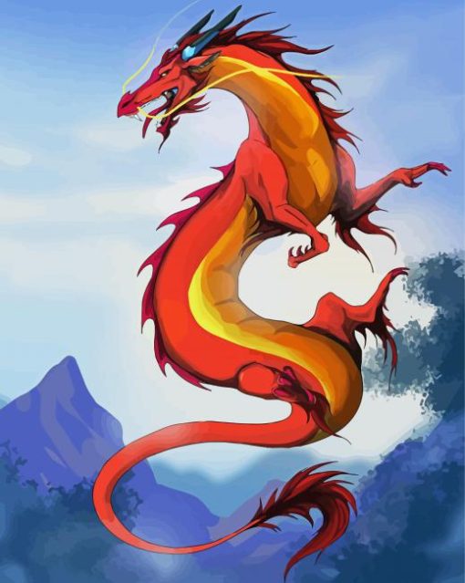 Mulan Mushu Dragon Art paint by number