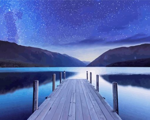 Night Lake Dock paint by number