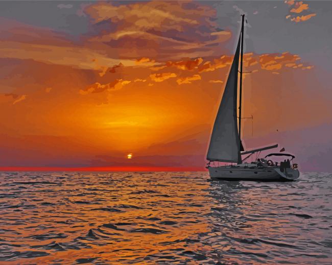 Night Sailing Seascape paint by number