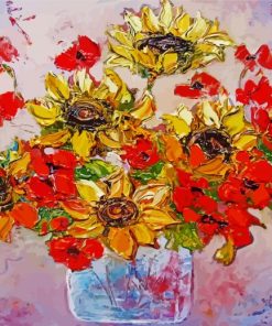 Poppies And Sunflowers Art paint by number