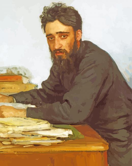 Portrait Of Vsevolod Mikhailovich Garshin By Ilya Repin paint by number