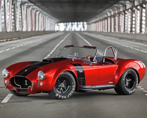 Red Ford Shelby Cobra paint by number