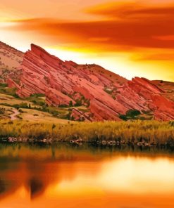Red Rocks Amphitheatre At Sunset paint by number