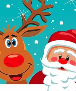 Santa Claus And Rudolph paint by number