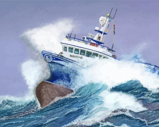 Ship In A Storm paint by number