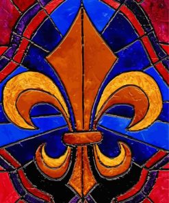 Stained Glass Fleur De Lis paint by number