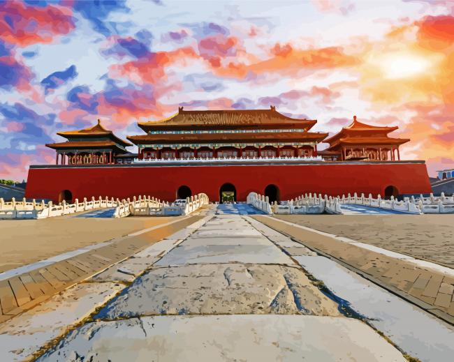 Sunset At Forbidden City paint by number