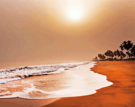 Sunset At Ghana Beach paint by number
