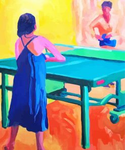 Table Tennis Players Art Paint by number