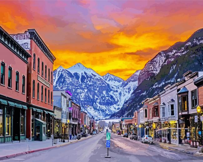 Telluride Town At Sunset paint by number