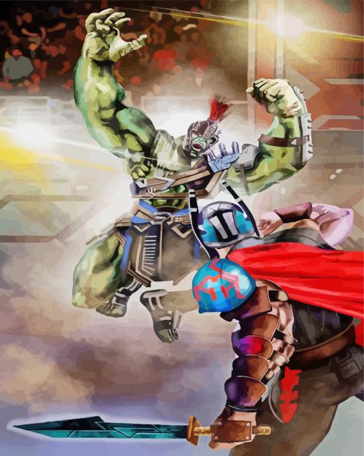 Thor Ragnarok Fight paint by number