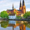 Uppsala Cathedral Reflection paint by number