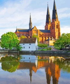 Uppsala Cathedral Reflection paint by number